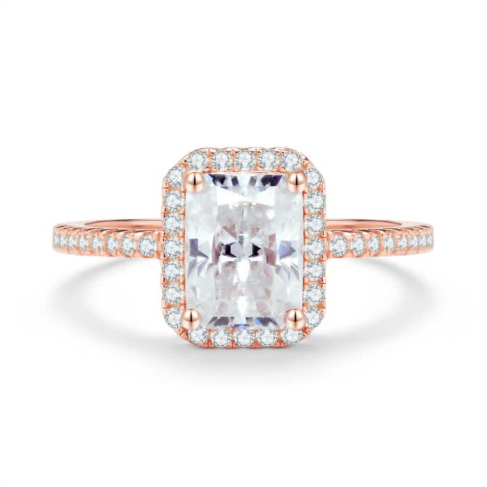 טבעת סוליטר דגם יובל בשיבוץ 2 קראט אבני מואסנייט הטבעת מכסף 925 מצופה זהב רוז 14 קראט ice diamonds