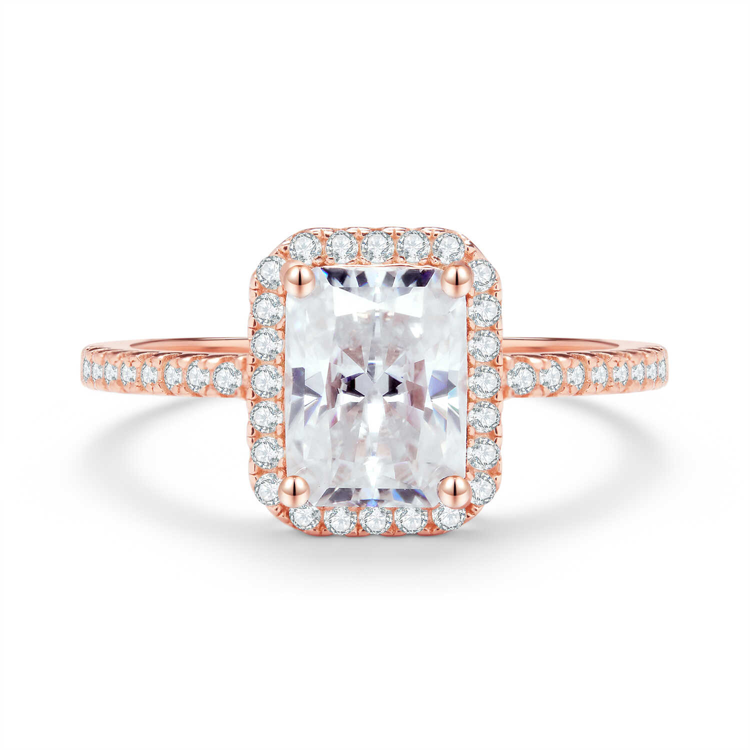 טבעת סוליטר דגם יובל בשיבוץ 2 קראט אבני מואסנייט הטבעת מכסף 925 מצופה זהב רוז 14 קראט ice diamonds