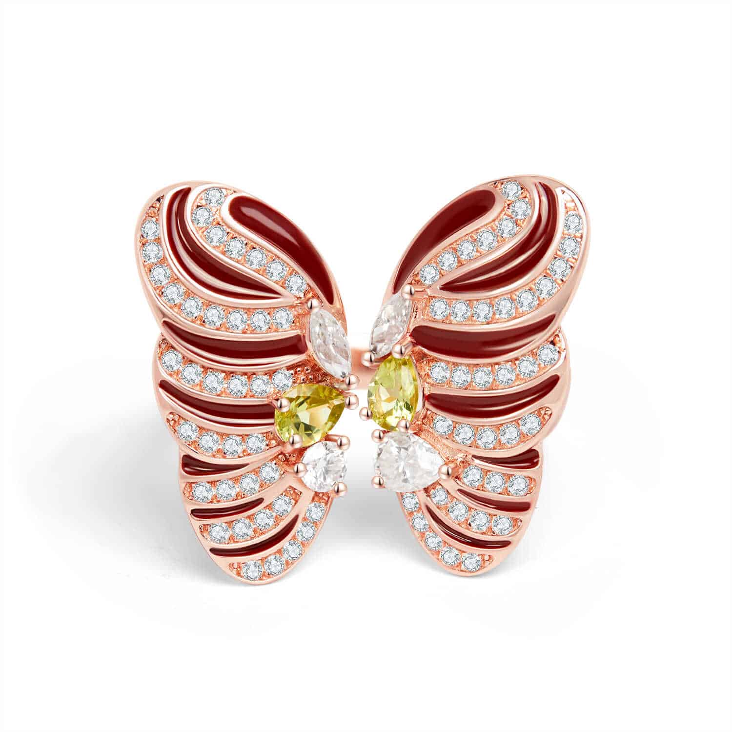 טבעת פרפר האהבה 5.18 קראט אבני מואסנייט הטבעת מכסף 925 מצופה זהב רוז 14 קראט ice diamonds