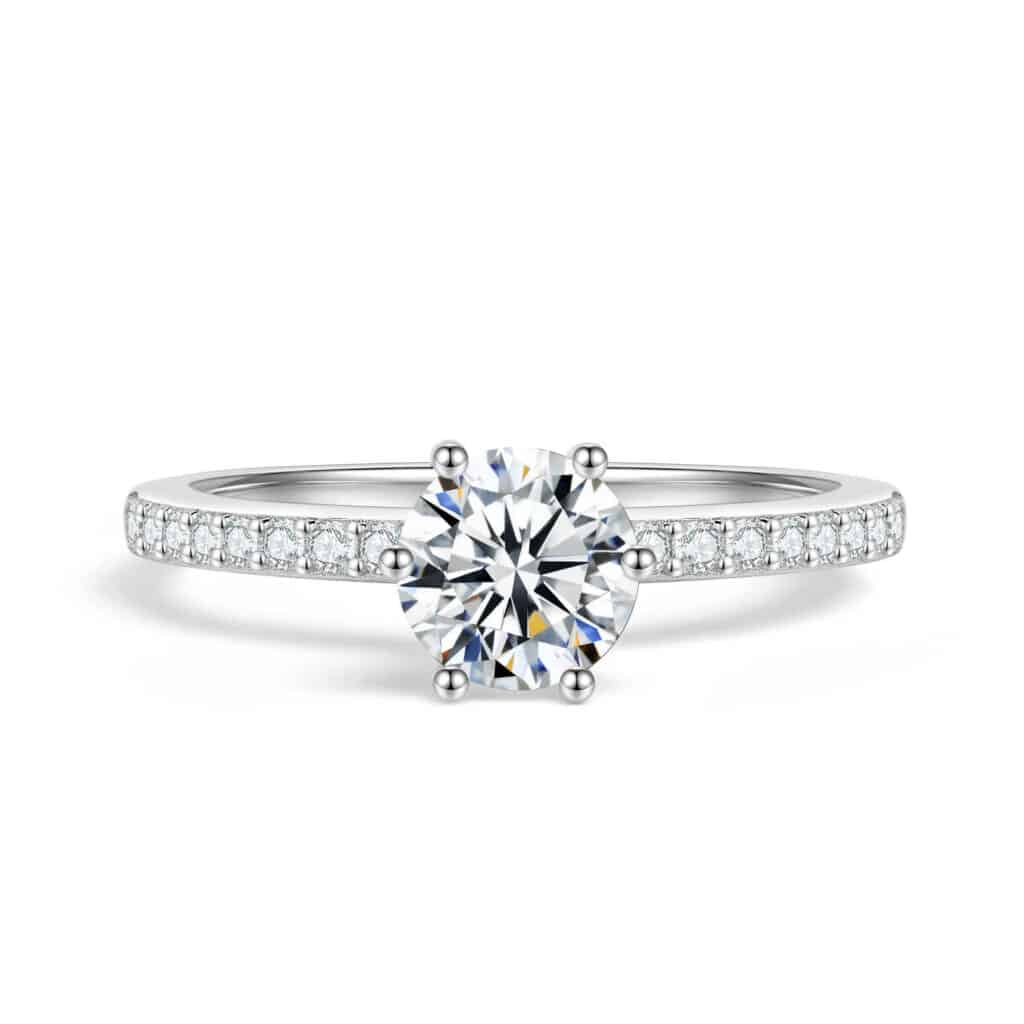 טבעת השחר 1.28 קראט אבני מואסנייט, הטבעת מכסף 925 מצופה זהב לבן 14 קראט ice diamonds