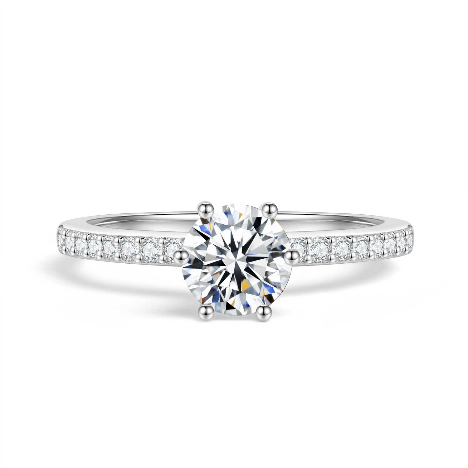 טבעת השחר 1.28 קראט אבני מואסנייט, הטבעת מכסף 925 מצופה זהב לבן 14 קראט ice diamonds