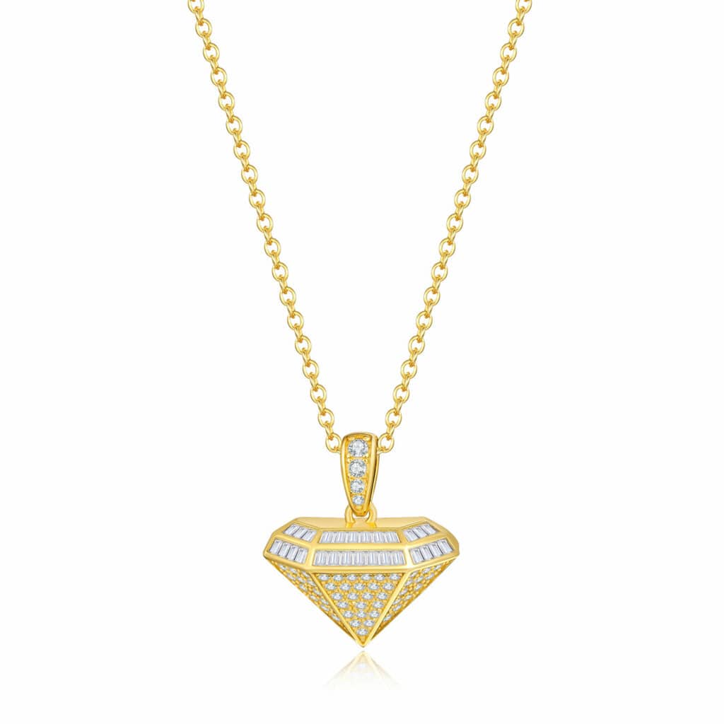 תליון הכתר שביהלום 1.78 קראט אבני מואסנייט, התליון מכסף 925 מצופה זהב צהוב 14 קראט ice diamonds