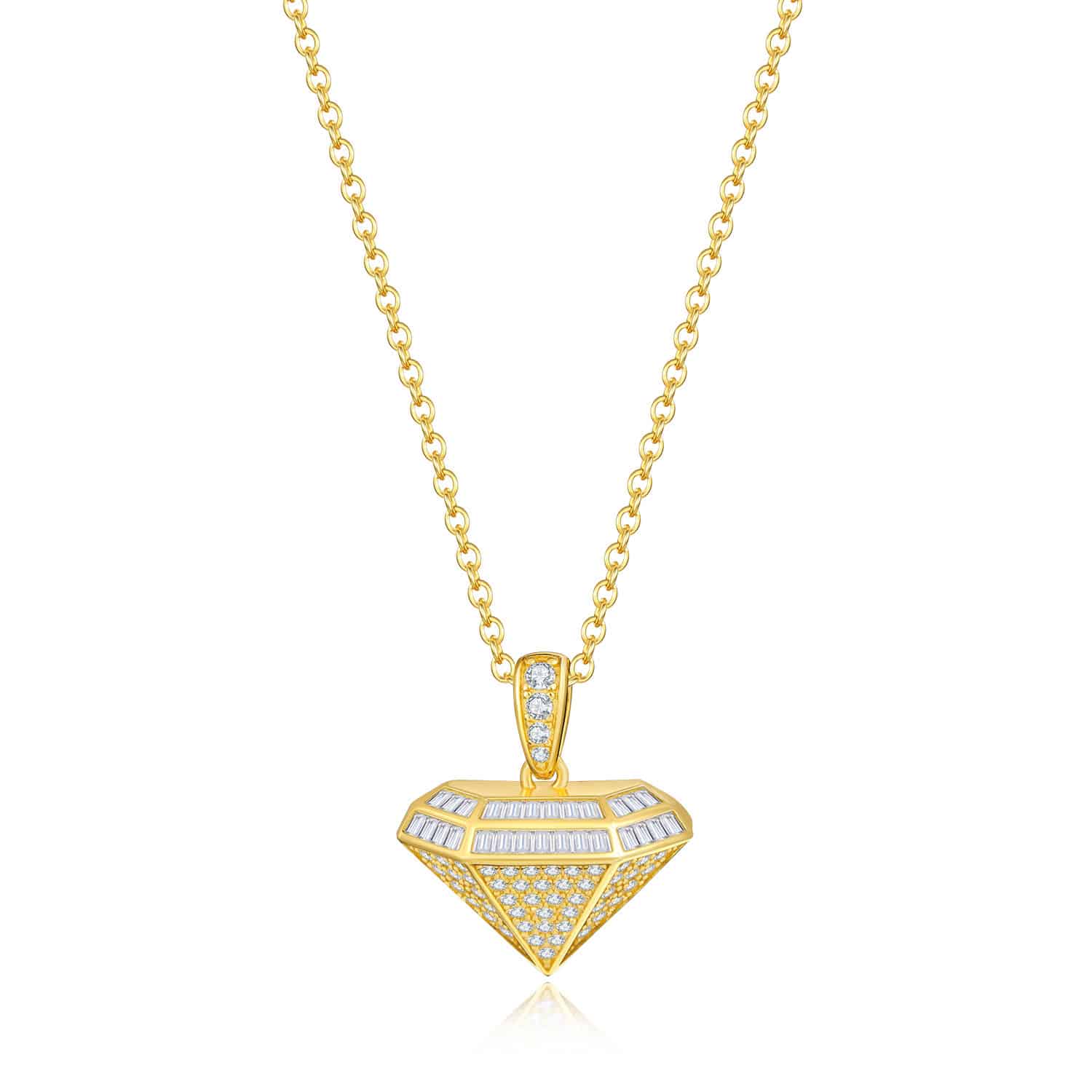 תליון הכתר שביהלום 1.78 קראט אבני מואסנייט, התליון מכסף 925 מצופה זהב צהוב 14 קראט ice diamonds