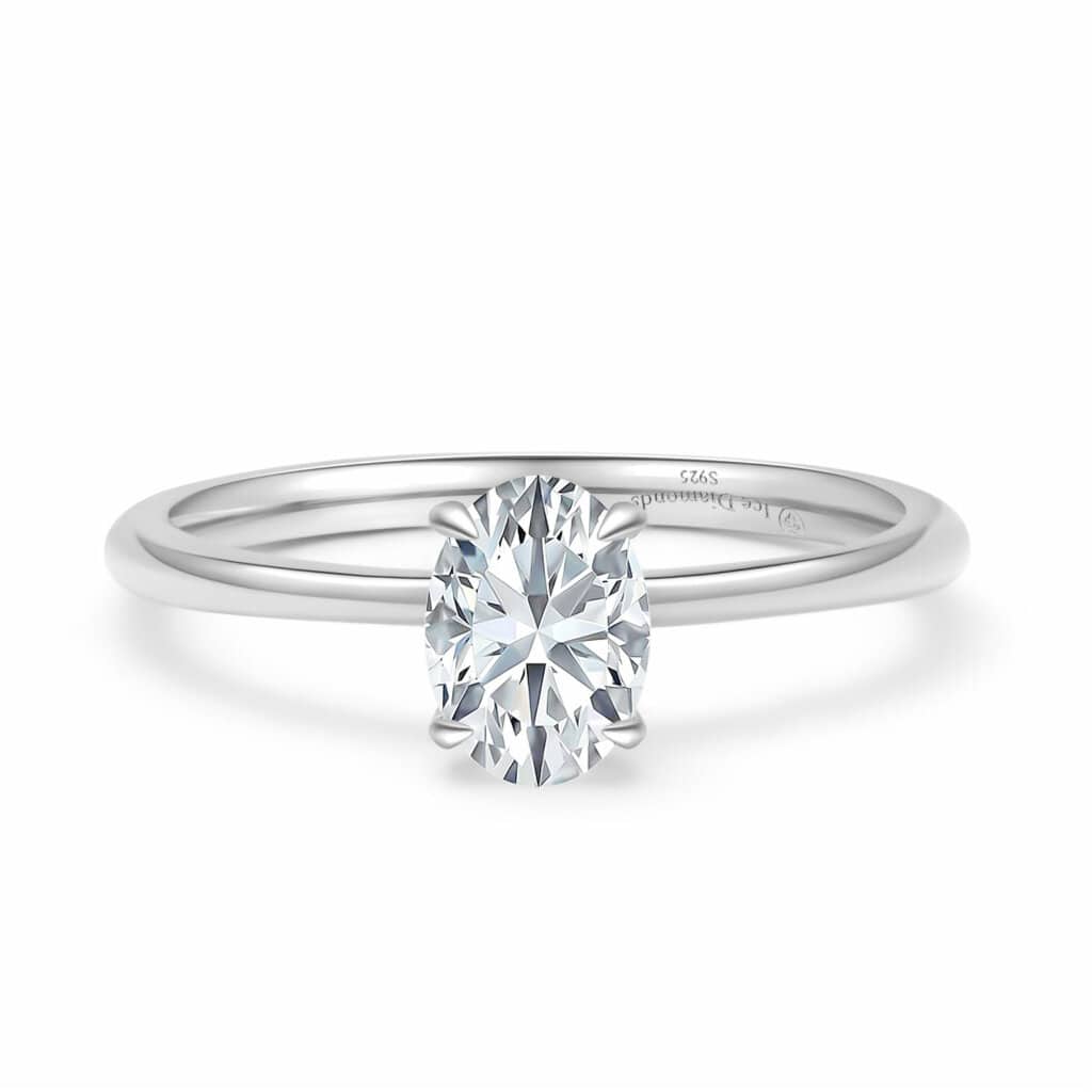 טבעת סוליטר דגם אובל 3.00 – 1.00 קראט אבני מואנייס ice diamonds