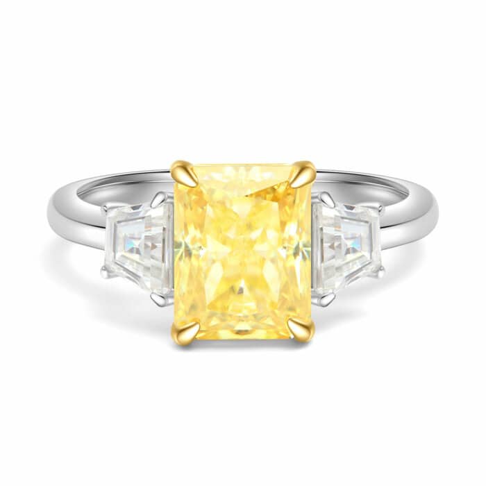 טבעת הדר 5.2 קראט אבני מואסנייט עם אבן צהובה מרכזית ice diamonds