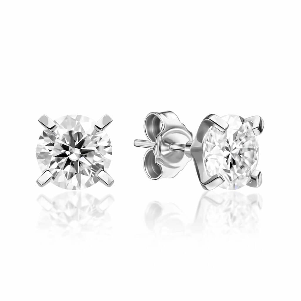 עגילי סוליטר שלוש קראט מזהב 14 קראט ice diamonds