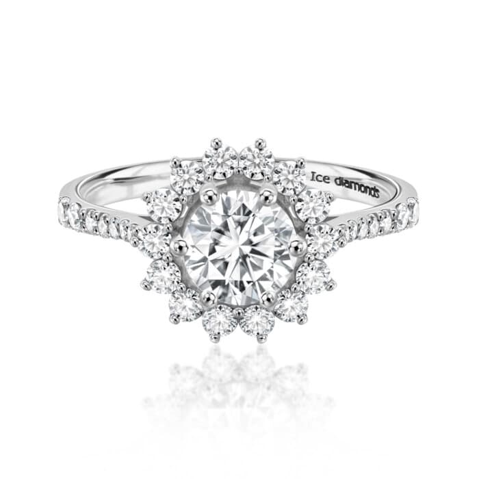 טבעת פרח אסתר 2.2 קראט אבני מואנייס ice diamonds