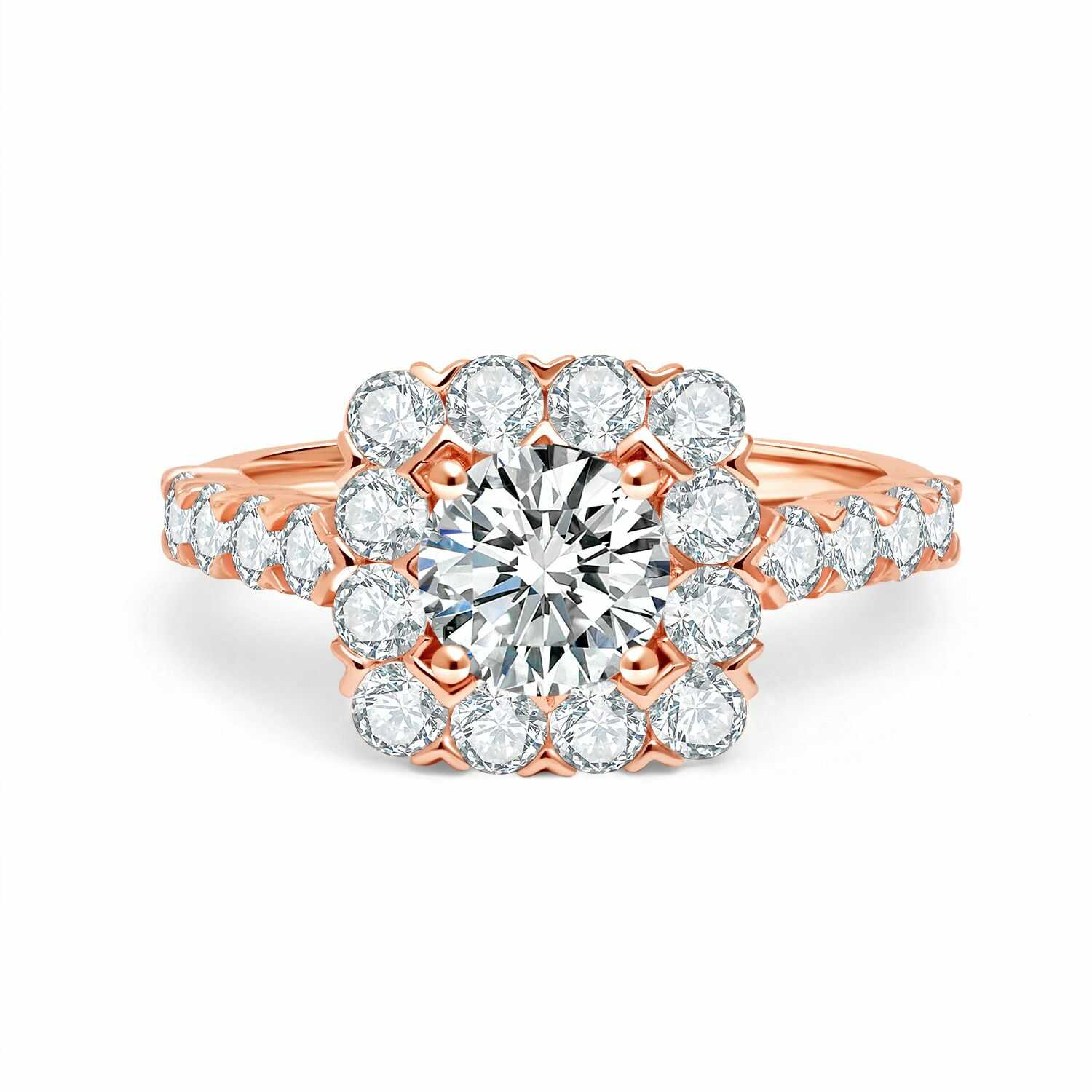 טבעת אליזבת צבע רוז גולד 2.20 קראט אבני מואנייס ice diamonds