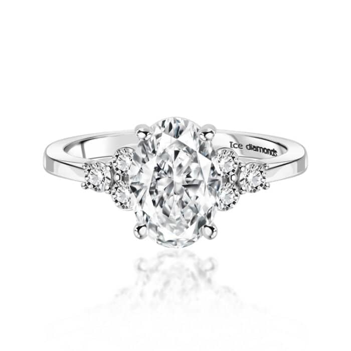 טבעת אווה בעיצוב אנגלי כסופה 2.78 קראט אבני מואנייס ice diamonds
