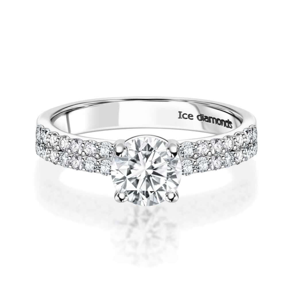 טבעת אילור בעיצוב אנגלי כסופה 1.33 קראט אבני מואנייס ice diamonds