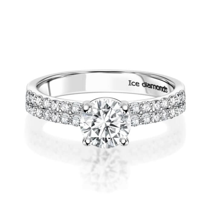 טבעת אילור בעיצוב אנגלי כסופה 1.33 קראט אבני מואנייס ice diamonds