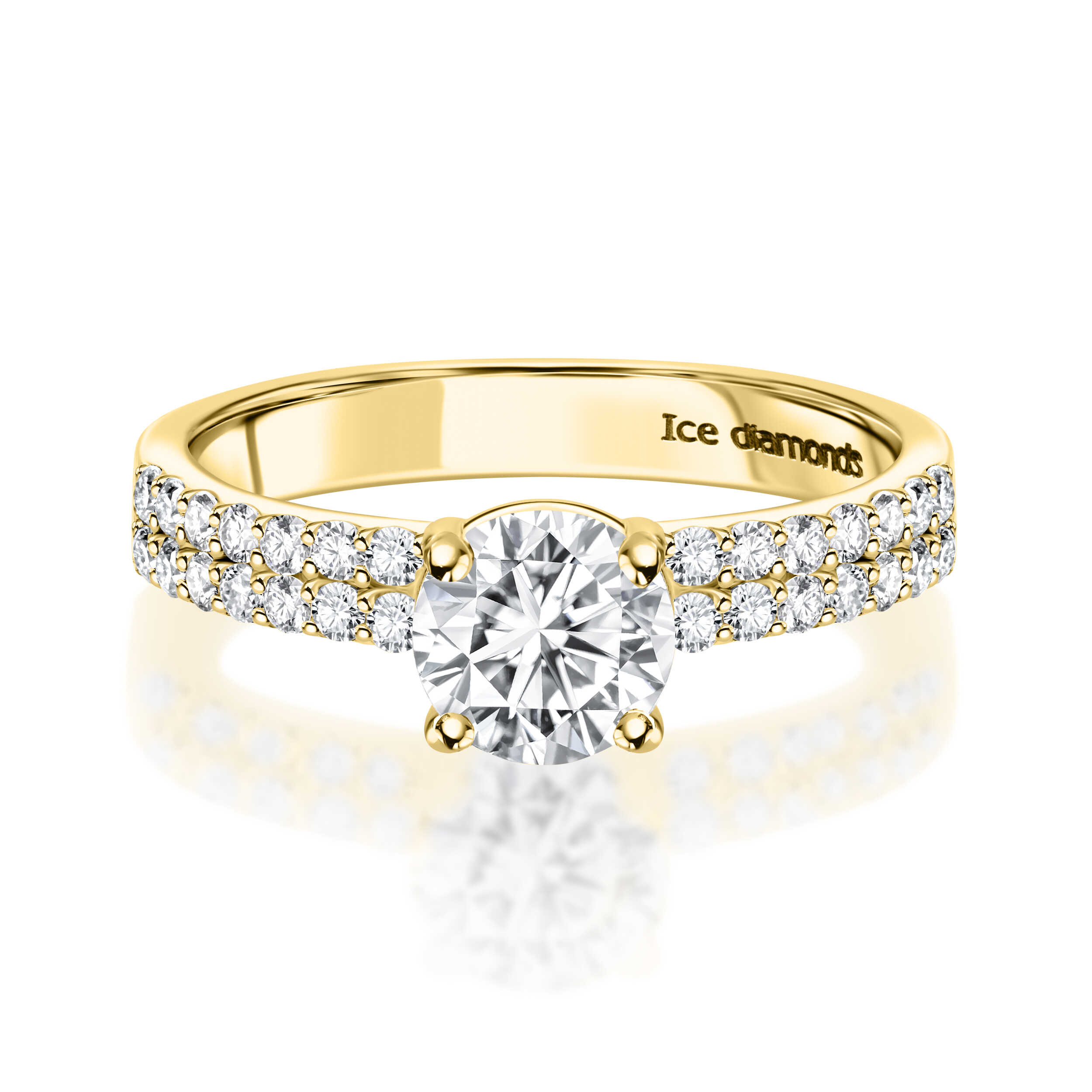 טבעת אילור בעיצוב אנגלי צהובה 1.33 קראט אבני מואנייס ice diamonds