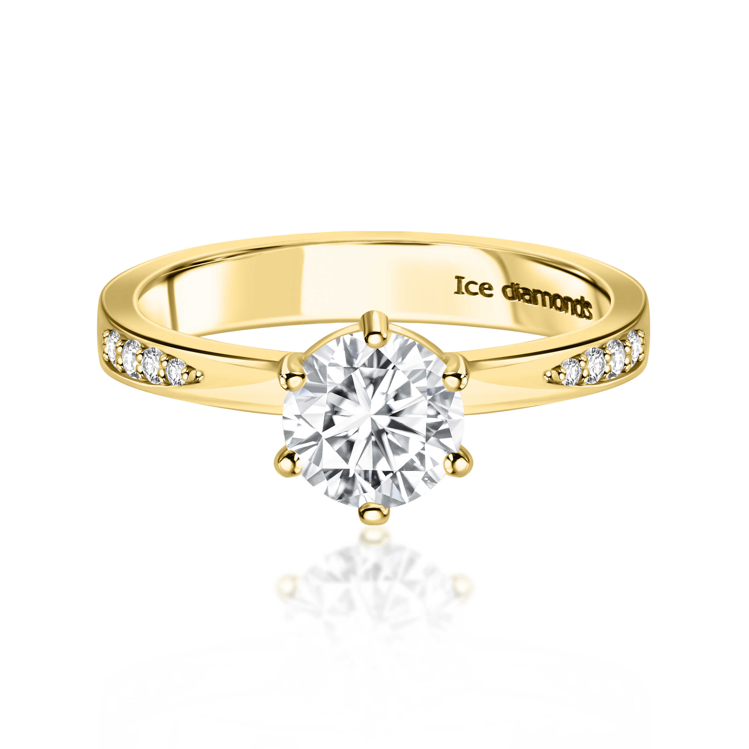 טבעת אושרי בעיצוב אנגלי זהובה 1.27 קראט אבני מואנייס ice diamonds