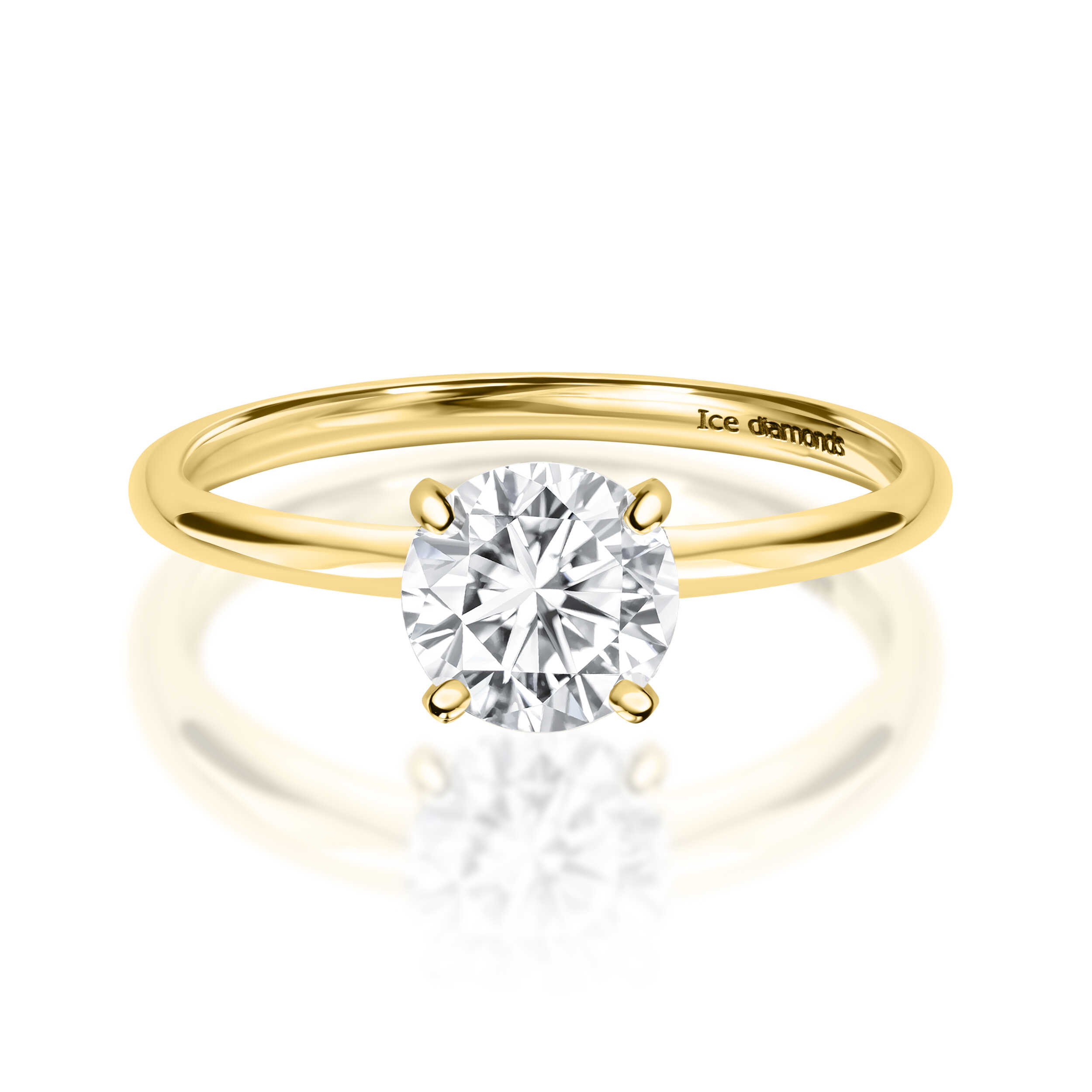 טבעת אלינוי בעיצוב אנגלי זהובה 1.1 קראט אבני מואנייס ice diamonds