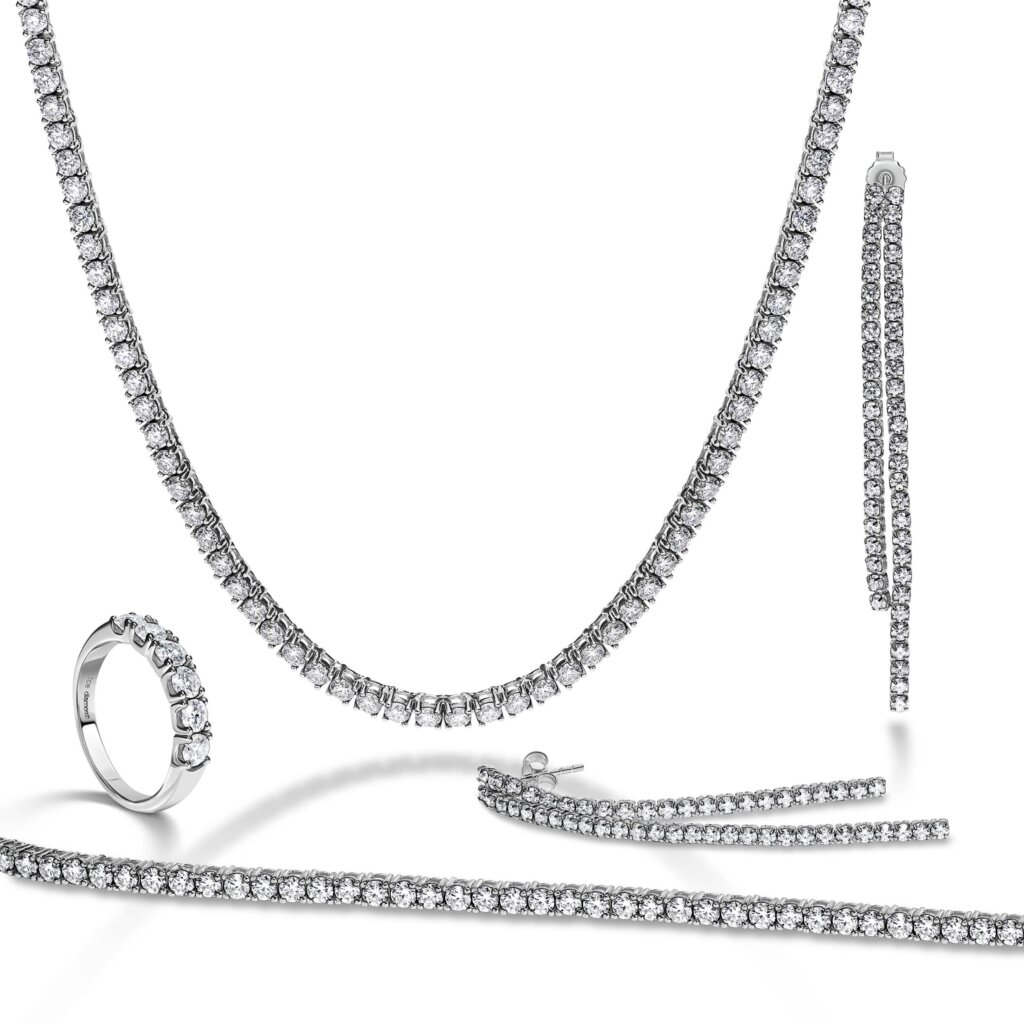 סט טניס 23.15 קראט אבני מואסנייט, הסט מכסף 925 מצופה זהב לבן 14 קראט ice diamonds